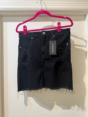 Prosperity Black Distressed Denim Mini Skirt NWT size M